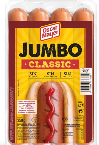SALCHICHAS JUMBO CLASIC OSCAR MAYER 350G