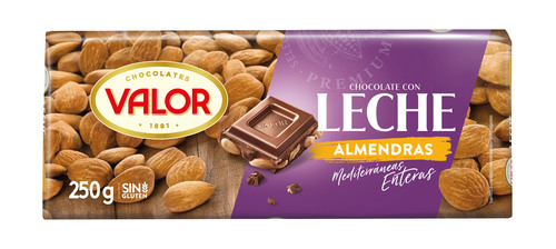 CHOCOLATE VALOR LECHE ALMENDRAS 250G